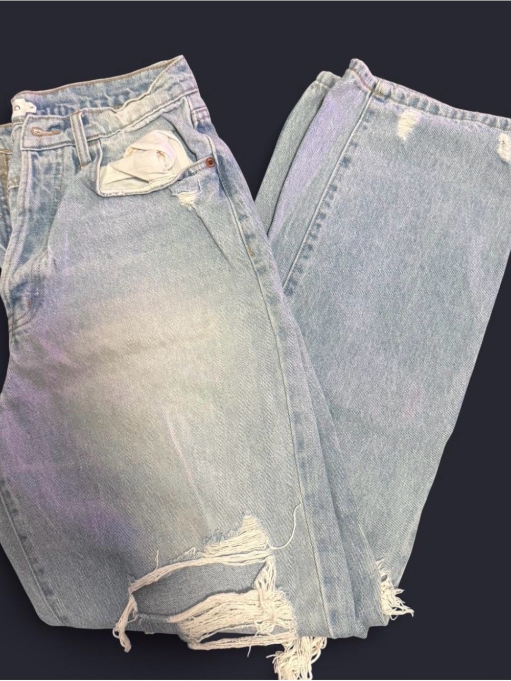 Cello Light Blue Straight-Leg Distressed Jeans
